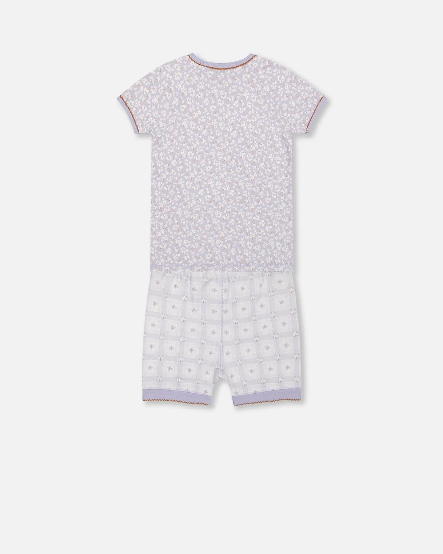 Deux par Deux Girl's Organic Cotton Two Piece Lilac Printed Little Flowers Pajama Set