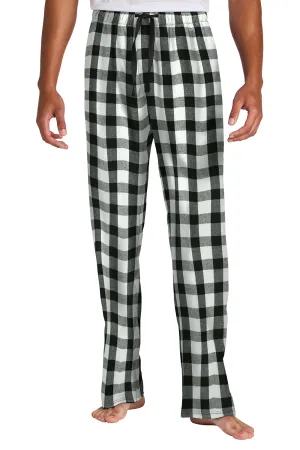 District Mens Flannel Plaid Lounge Pants - Black/White Buffalo Check