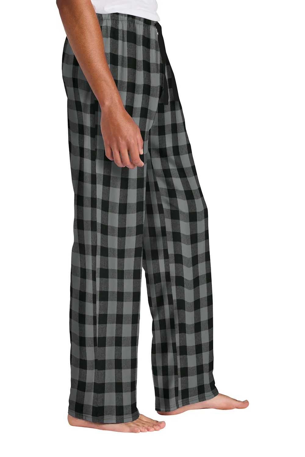 District Mens Flannel Plaid Lounge Pants - Grey/Black Buffalo Check