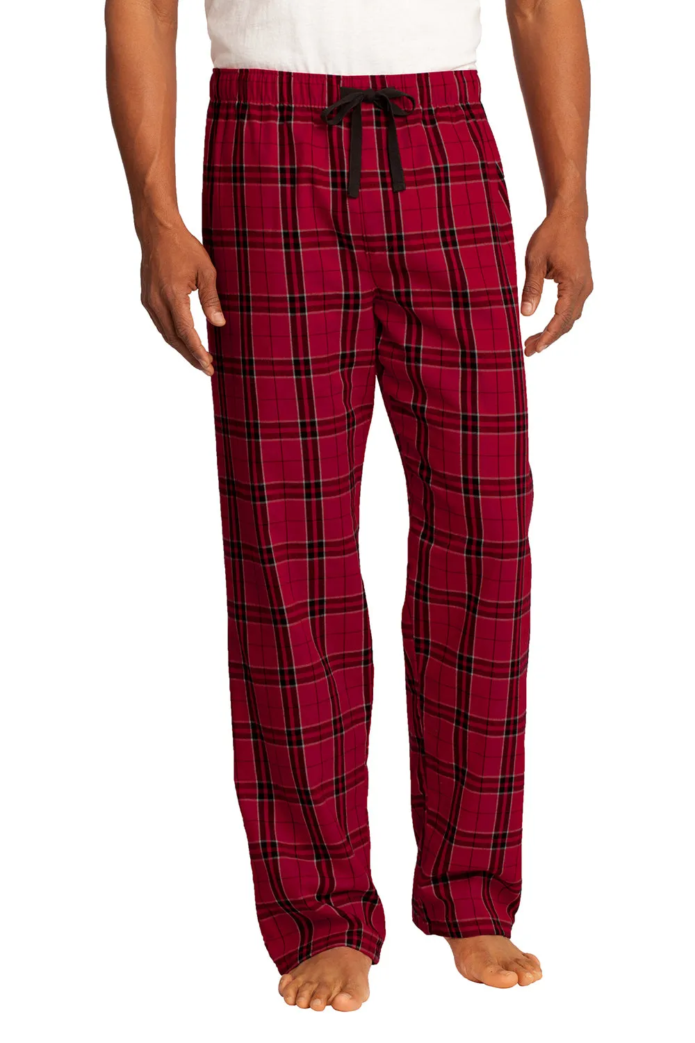 District Mens Flannel Plaid Lounge Pants - New Red