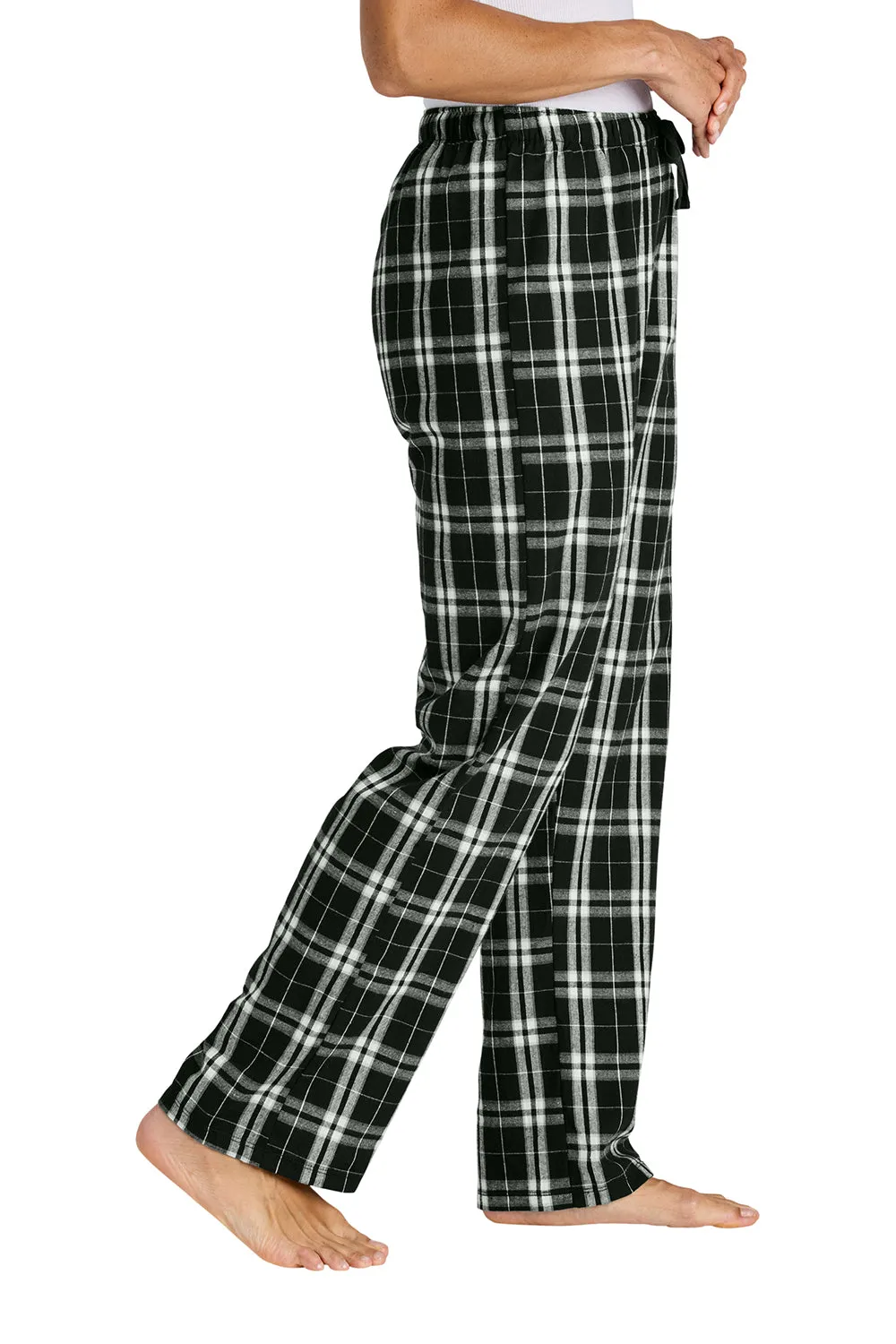 District Womens Flannel Plaid Lounge Pants - Black