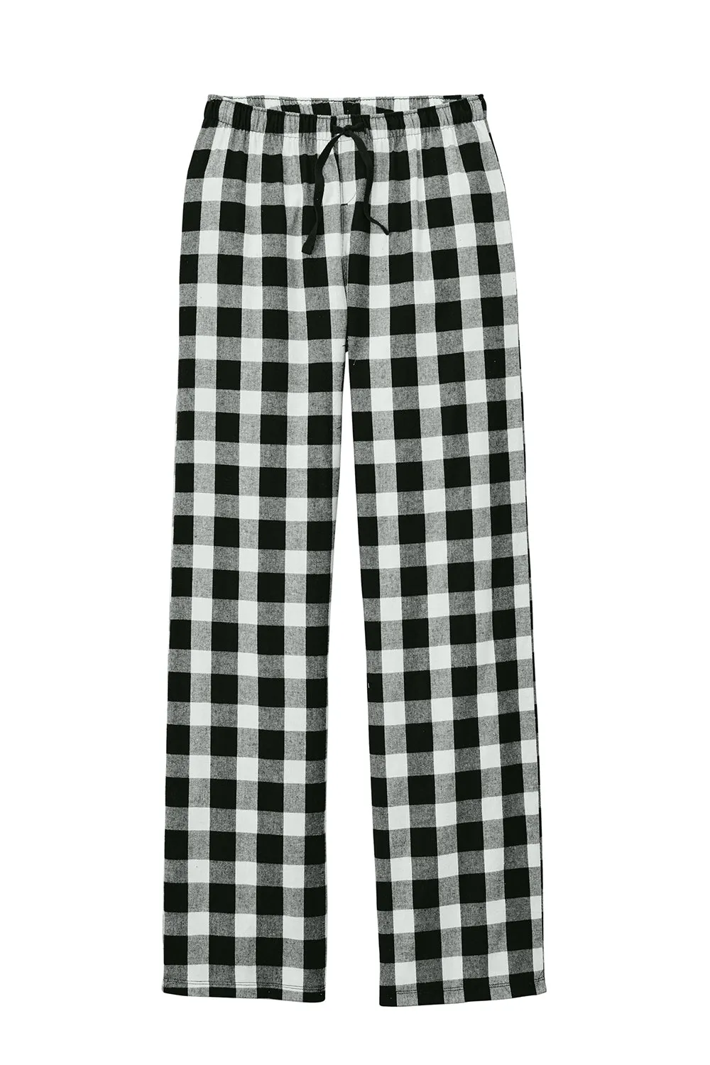 District Womens Flannel Plaid Lounge Pants - Black/White Buffalo Check