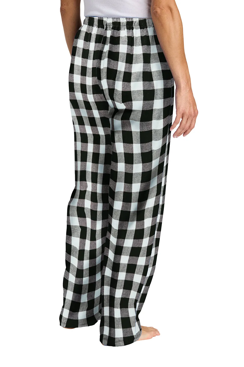 District Womens Flannel Plaid Lounge Pants - Black/White Buffalo Check