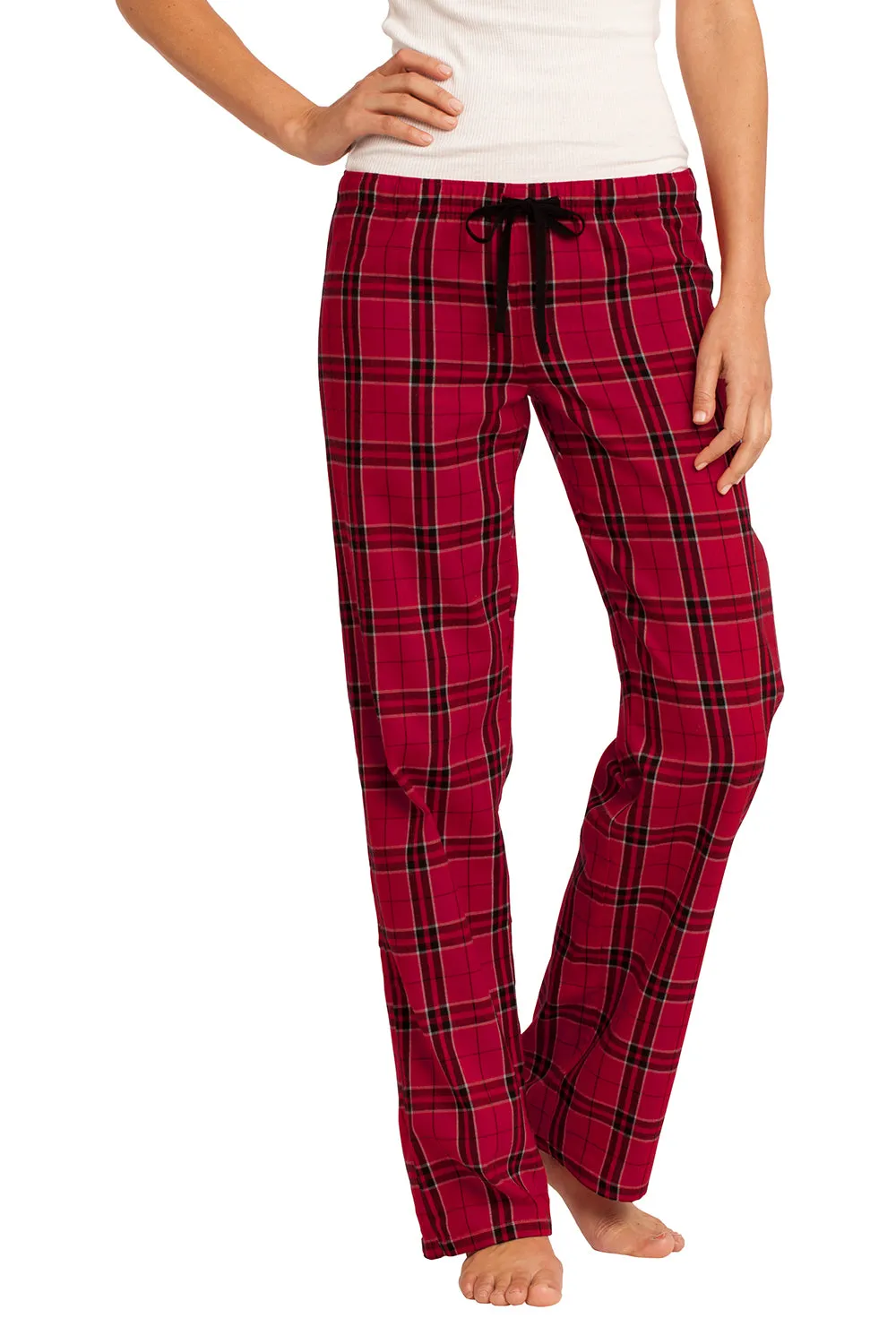 District Womens Flannel Plaid Lounge Pants - New Red