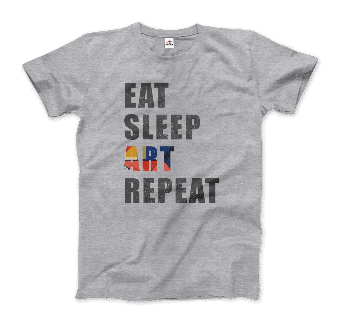 Eat, Sleep, Art, Repeat Distressed Design T-Shirt