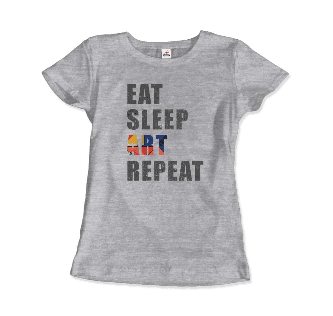 Eat, Sleep, Art, Repeat Distressed Design T-Shirt