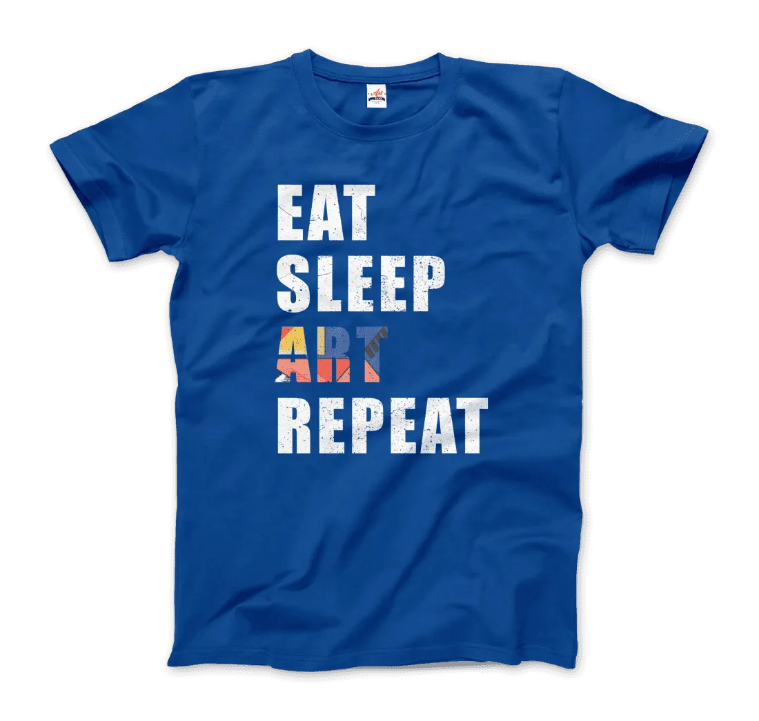 Eat, Sleep, Art, Repeat Distressed Design T-Shirt