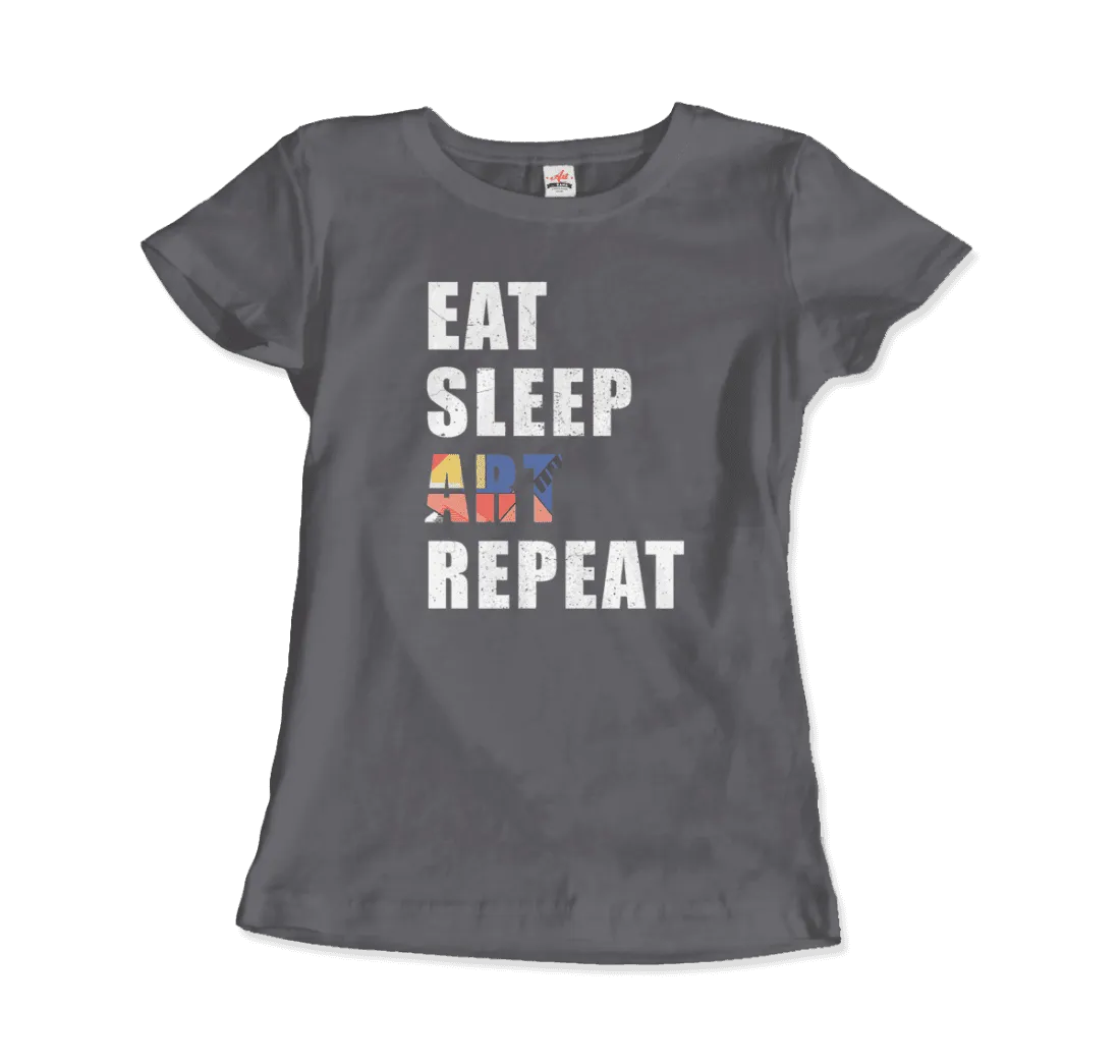 Eat, Sleep, Art, Repeat Distressed Design T-Shirt