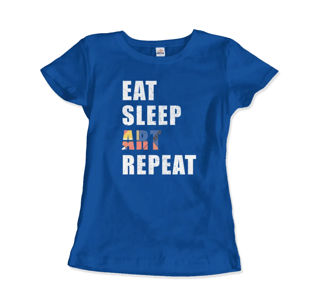 Eat, Sleep, Art, Repeat Distressed Design T-Shirt