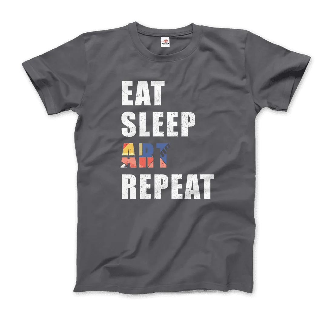 Eat, Sleep, Art, Repeat Distressed Design T-Shirt