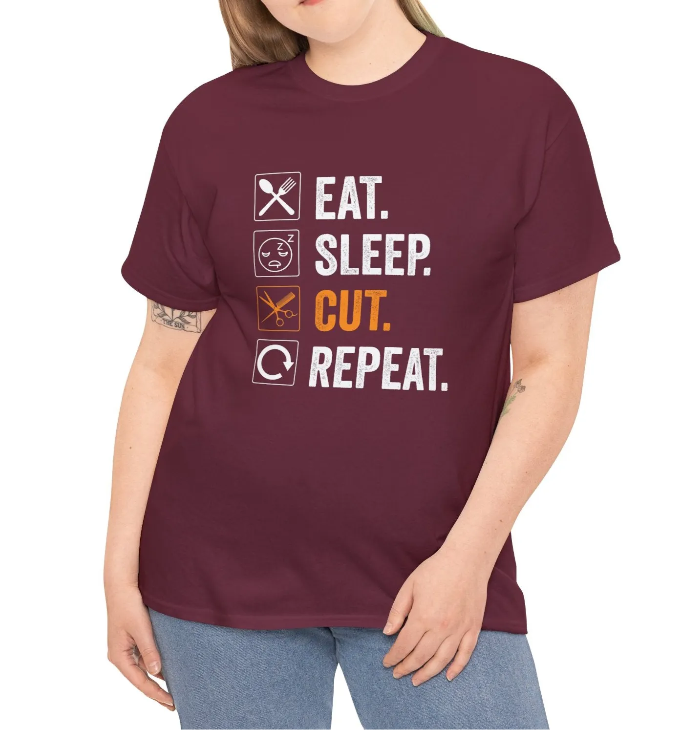 Eat, Sleep, Cut, Repeat | Cotton Tee