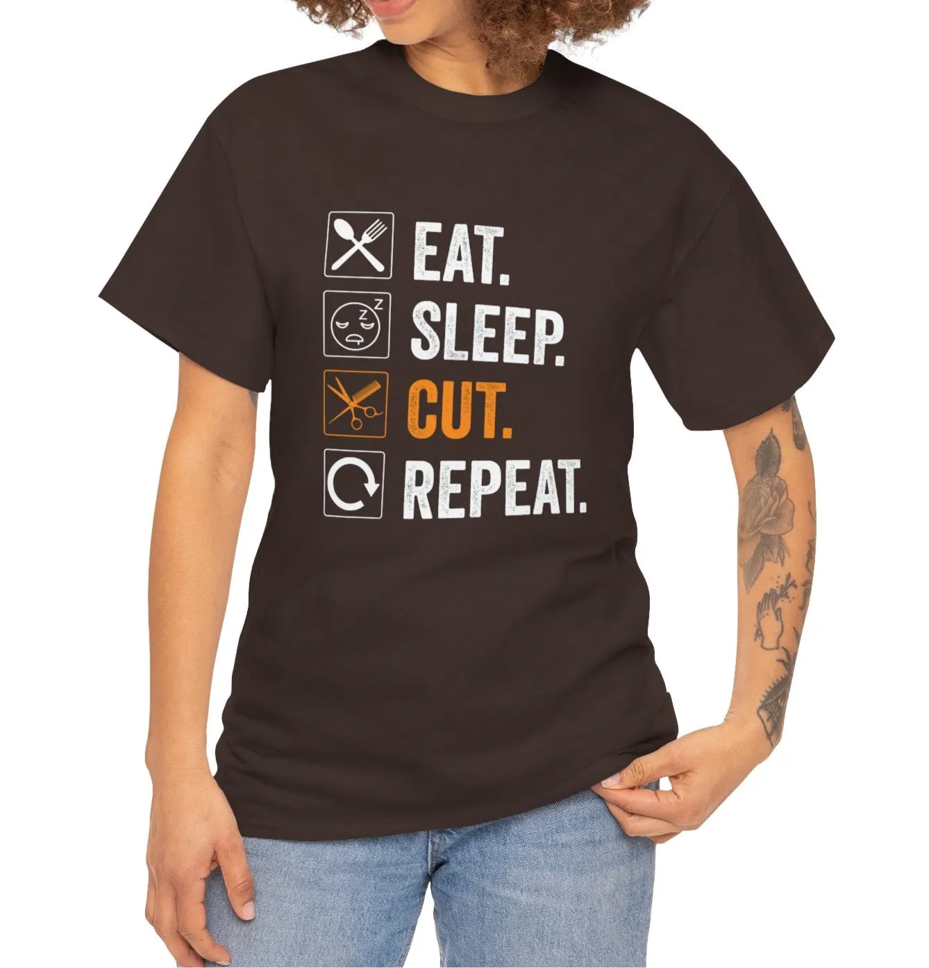 Eat, Sleep, Cut, Repeat | Cotton Tee