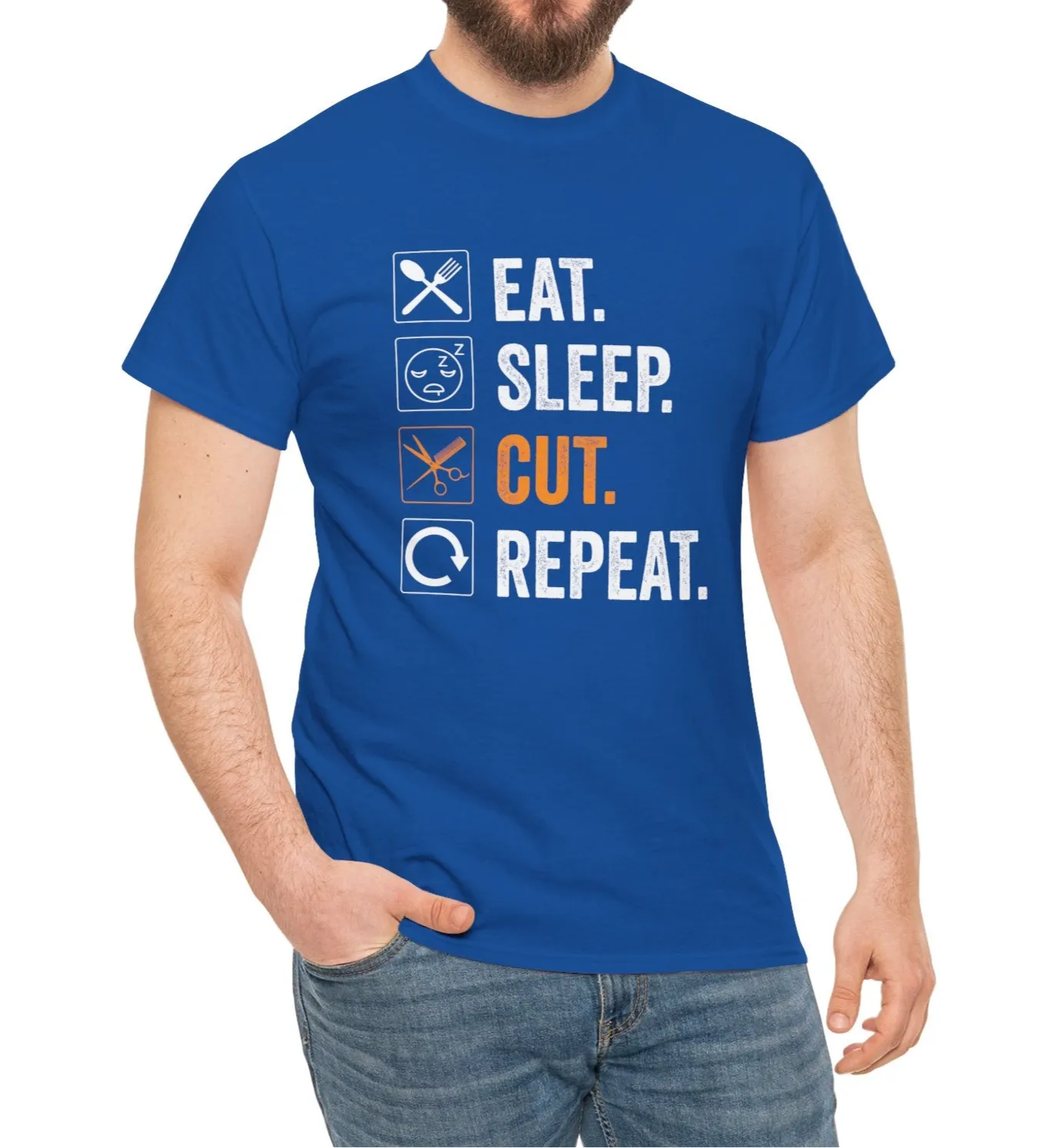 Eat, Sleep, Cut, Repeat | Cotton Tee