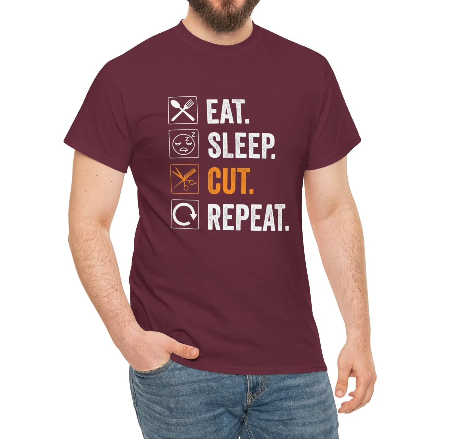 Eat, Sleep, Cut, Repeat | Cotton Tee