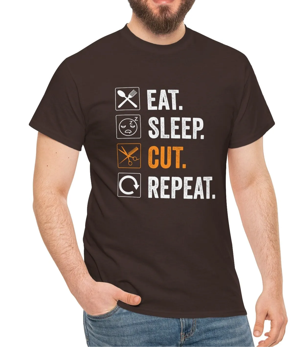 Eat, Sleep, Cut, Repeat | Cotton Tee