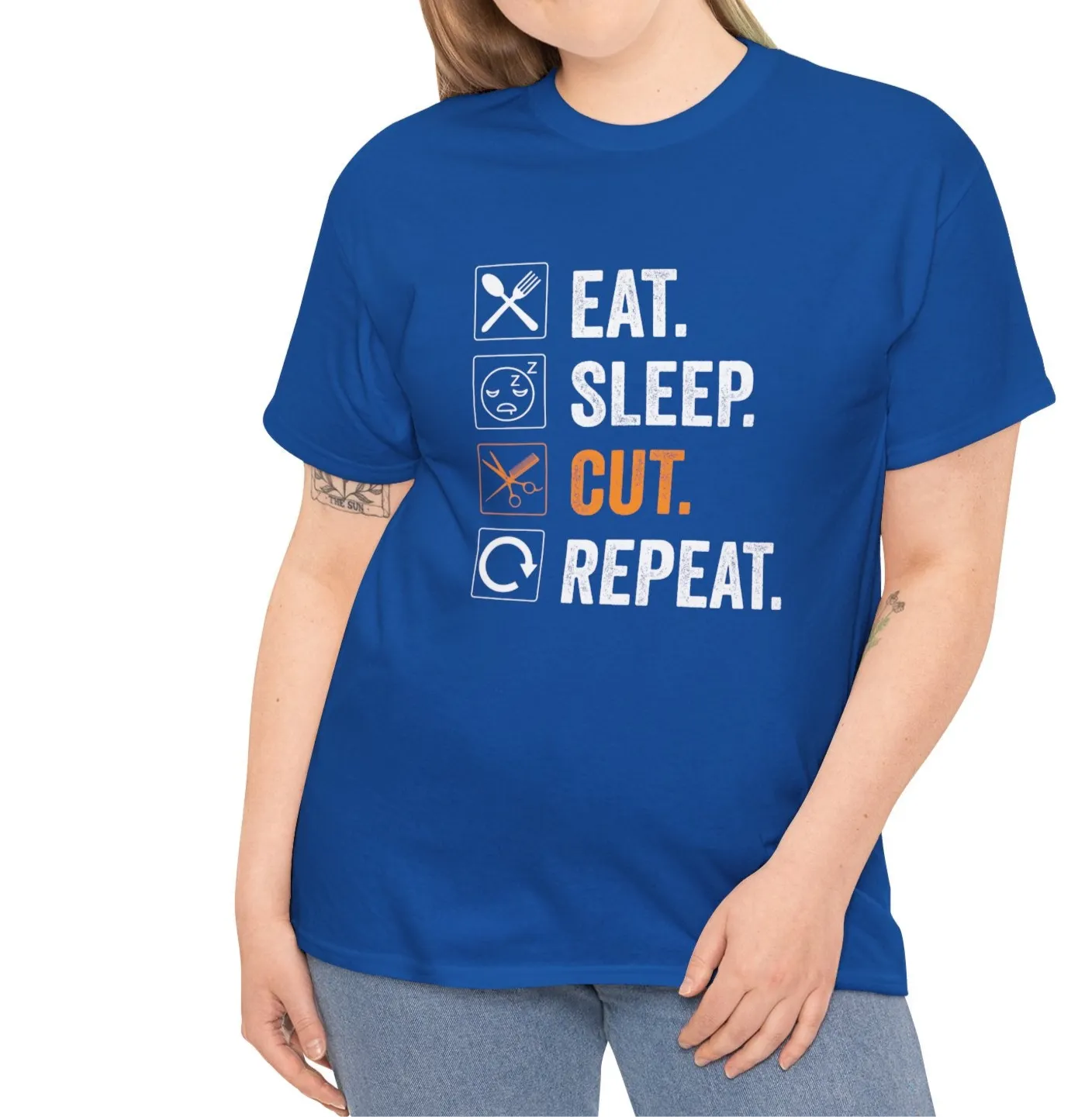 Eat, Sleep, Cut, Repeat | Cotton Tee