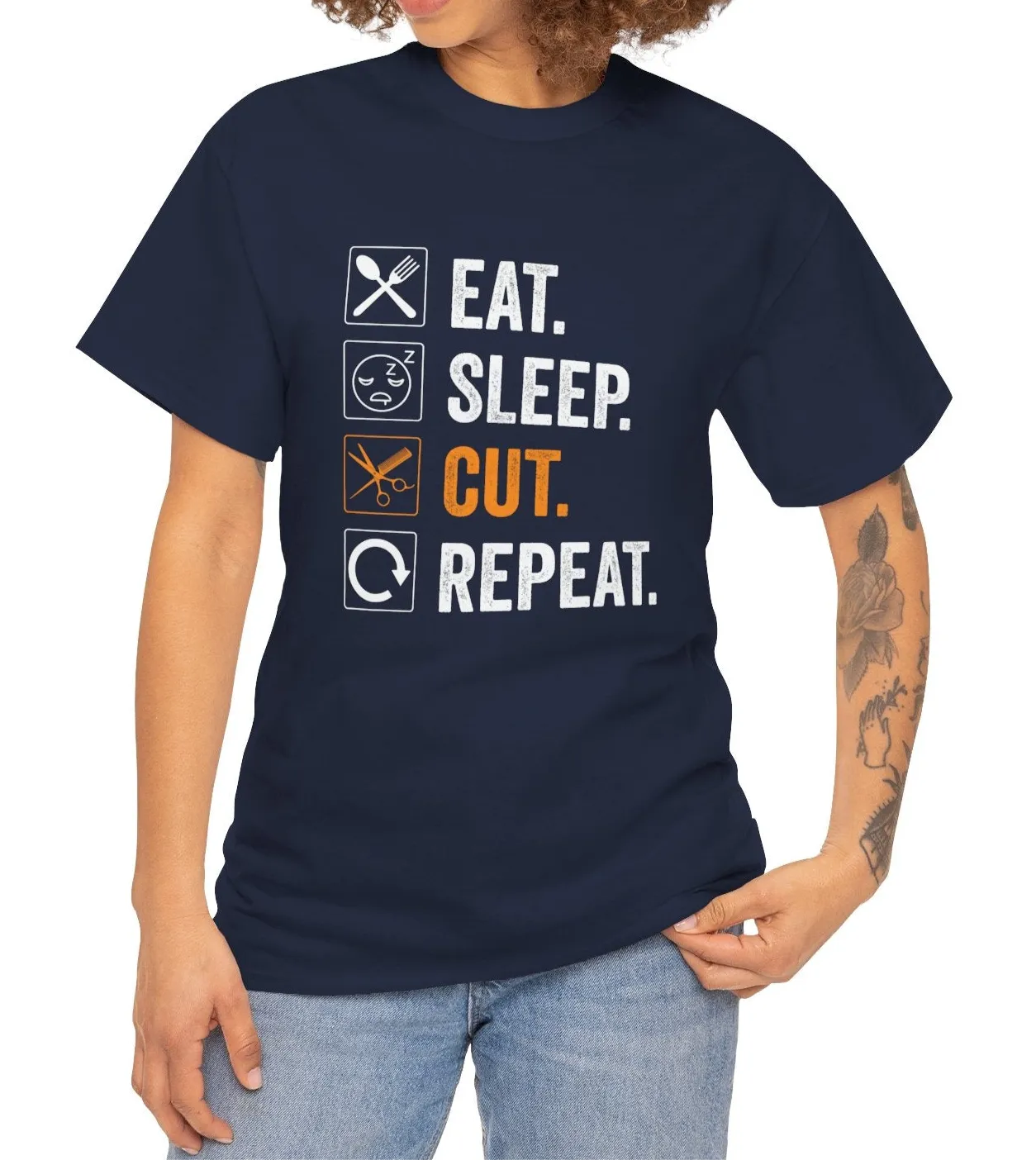 Eat, Sleep, Cut, Repeat | Cotton Tee