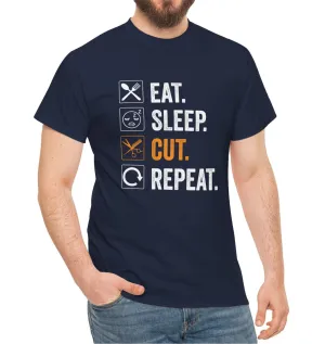 Eat, Sleep, Cut, Repeat | Cotton Tee