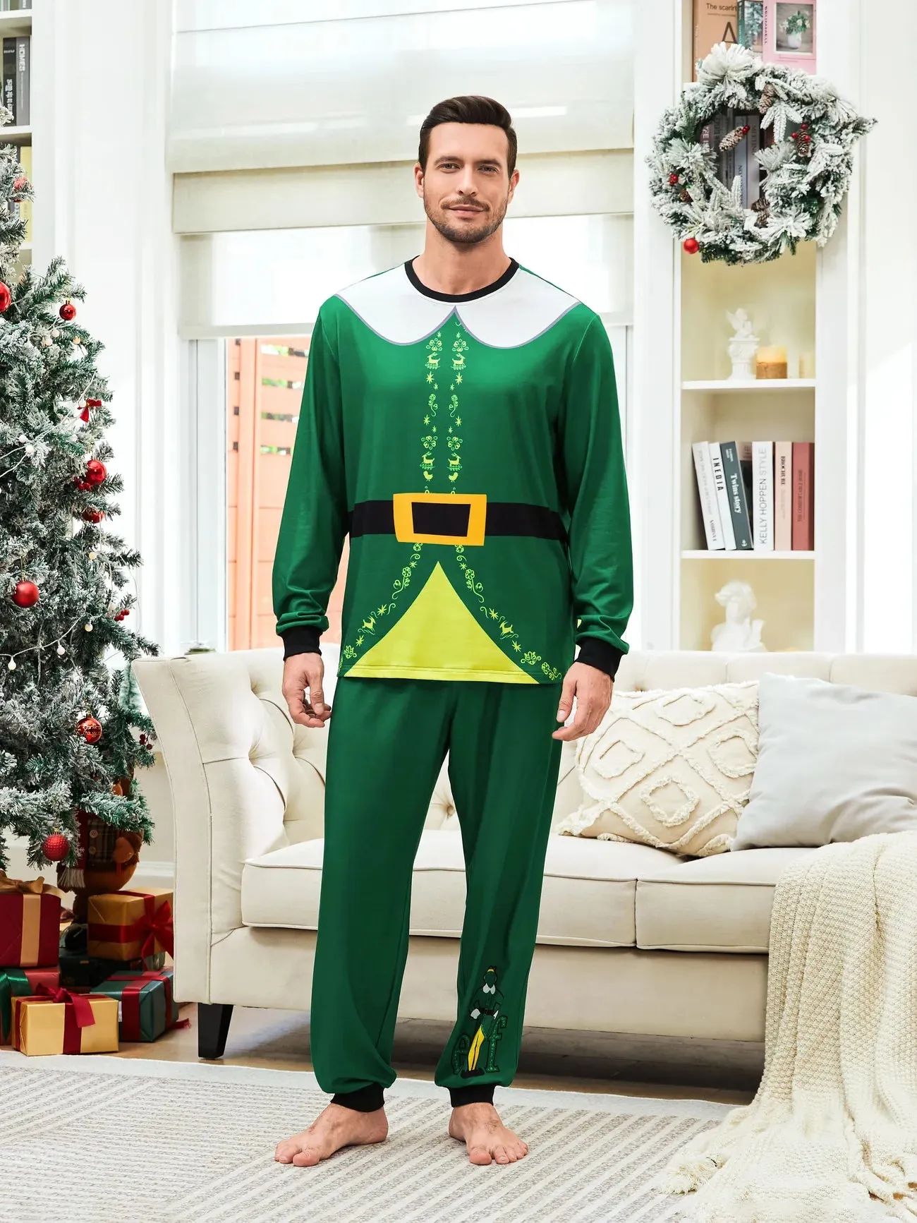 Elf Theme Christmas Cosplay Family Matching Pajama Set