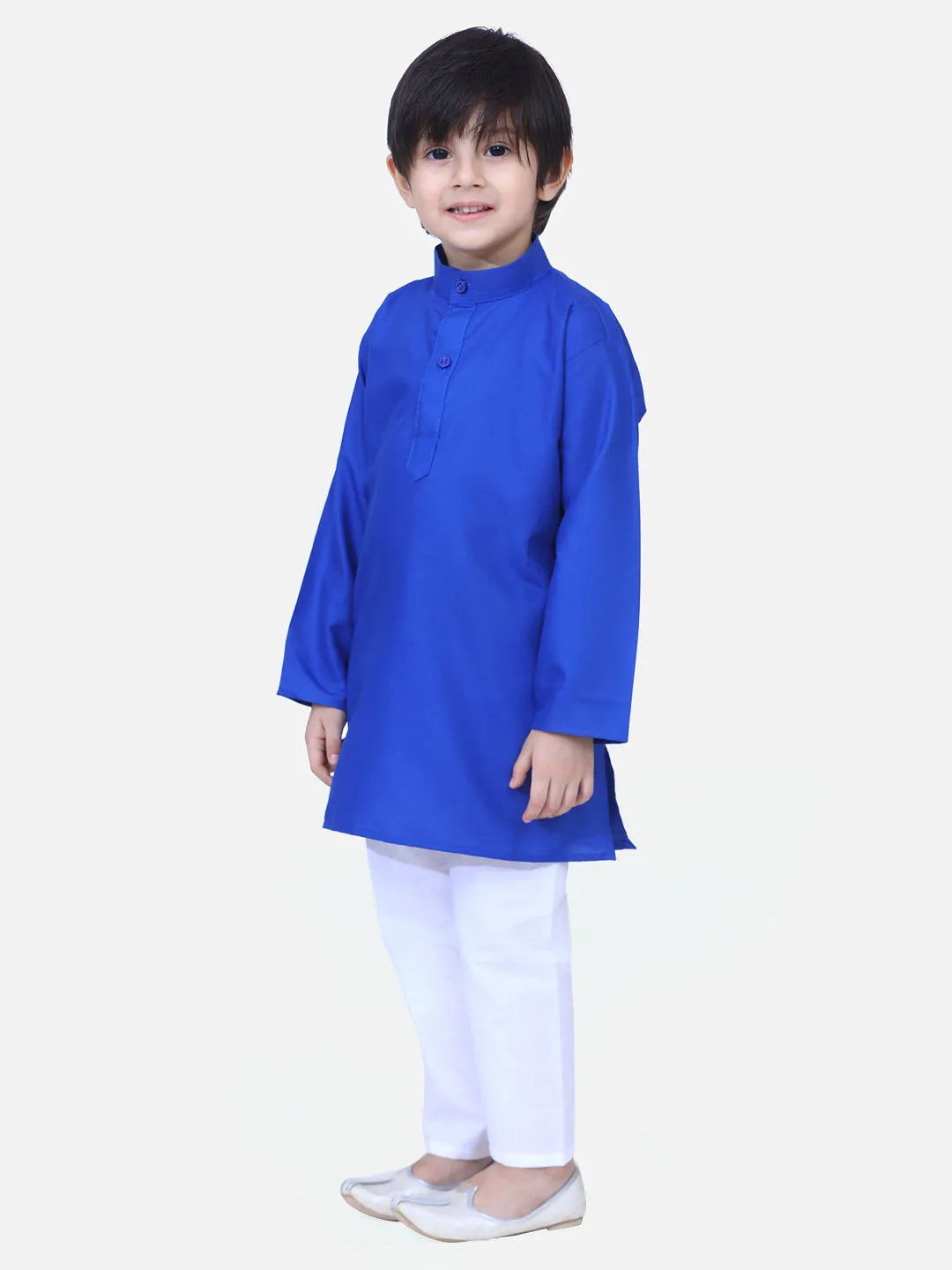 Ethnic Wear Cotton Kurta Pyjama For Boys - Blue