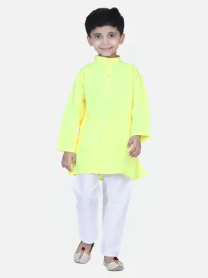 Ethnic Wear Cotton Kurta Pyjama For Boys - Yellow