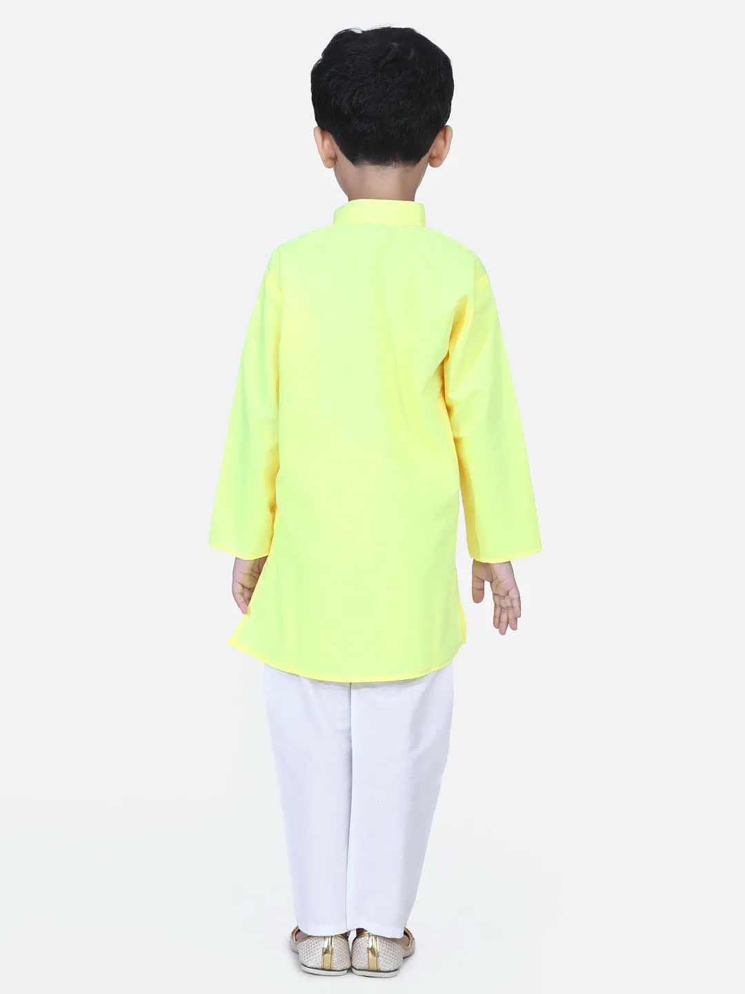 Ethnic Wear Cotton Kurta Pyjama For Boys - Yellow