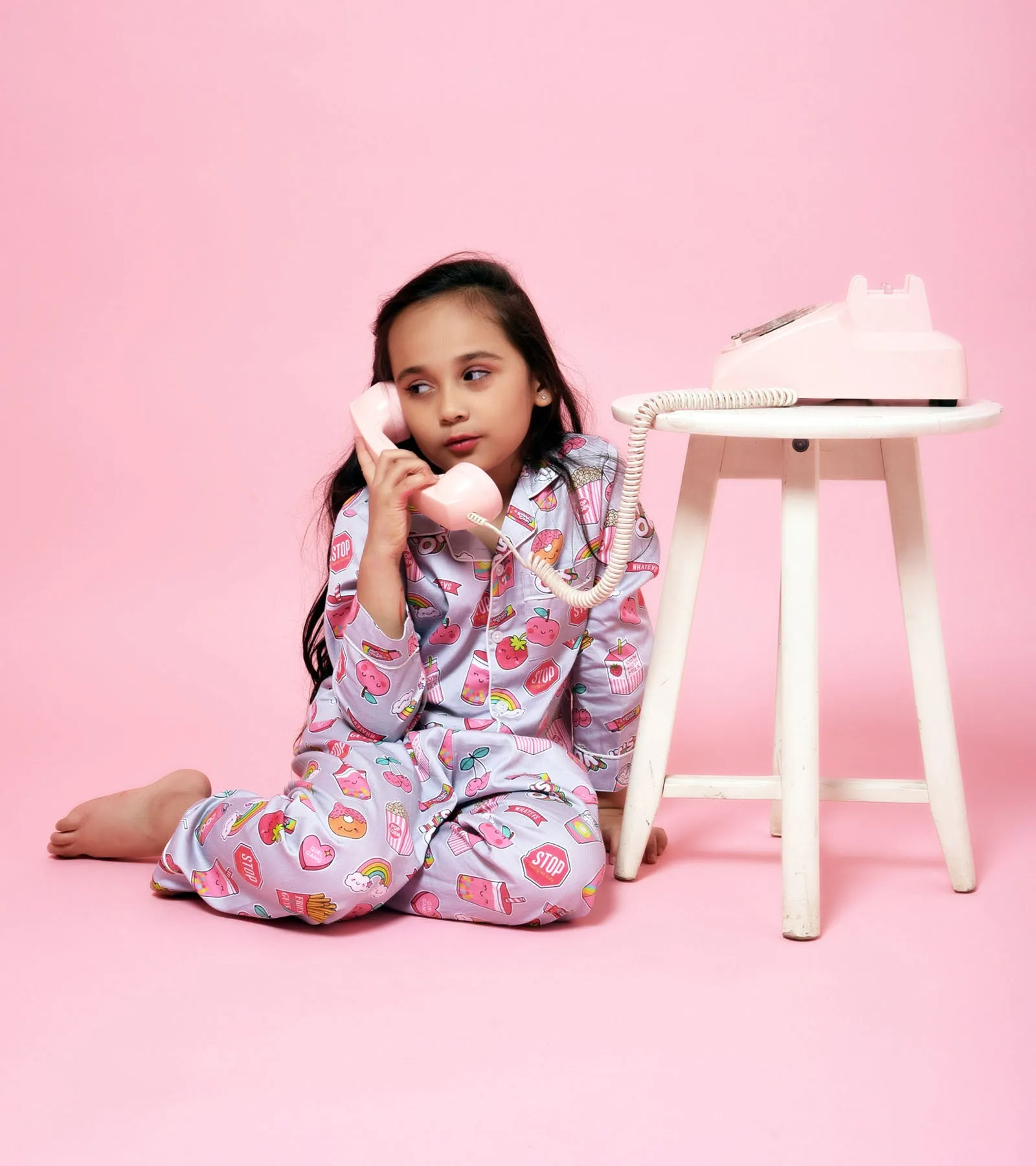 Everything Pink Printed Girls Nightsuit Set