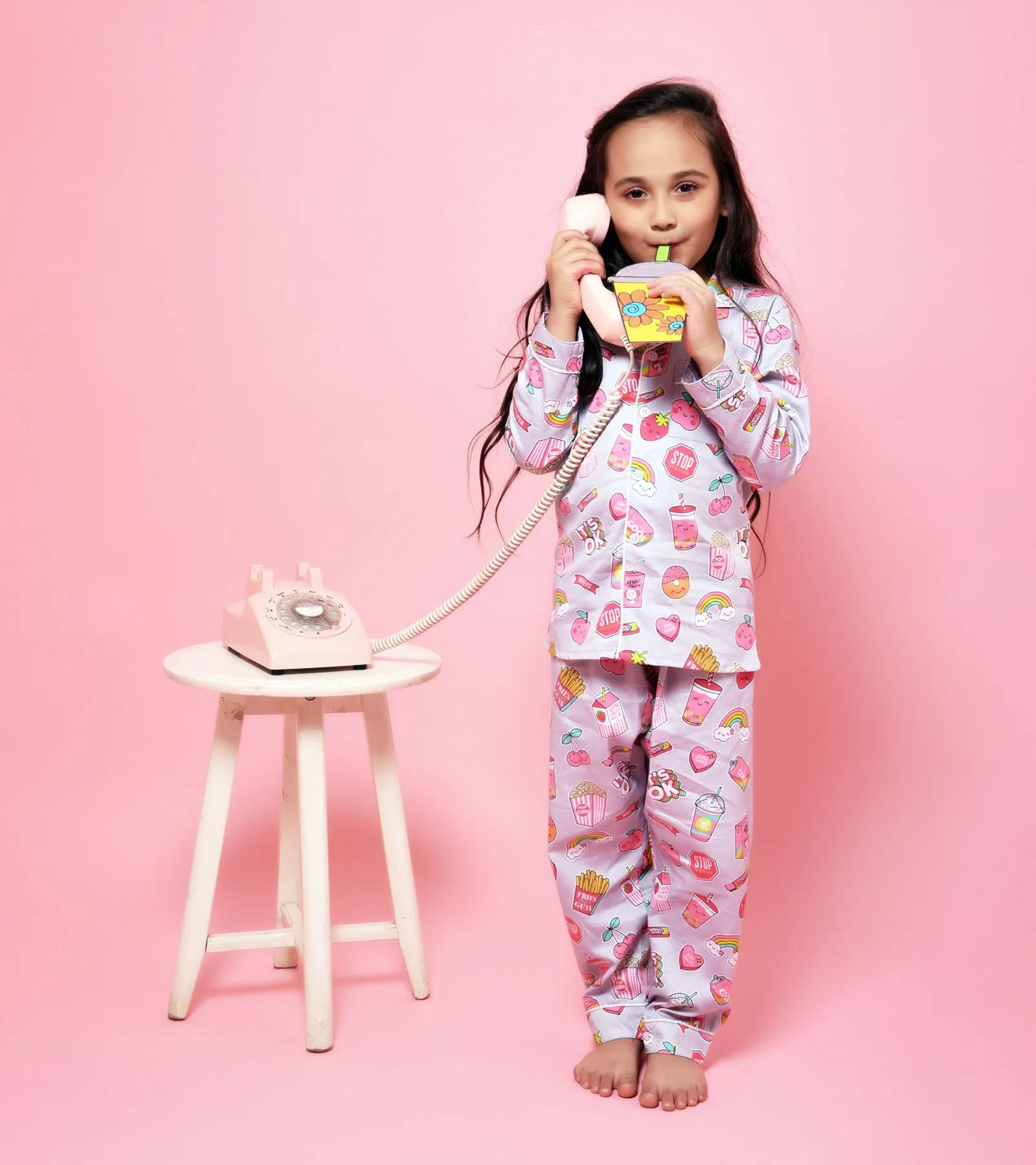 Everything Pink Printed Girls Nightsuit Set