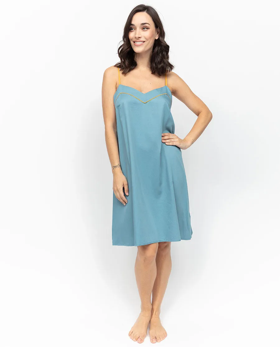 Greenwich Cerulean Blue Short Nightdress