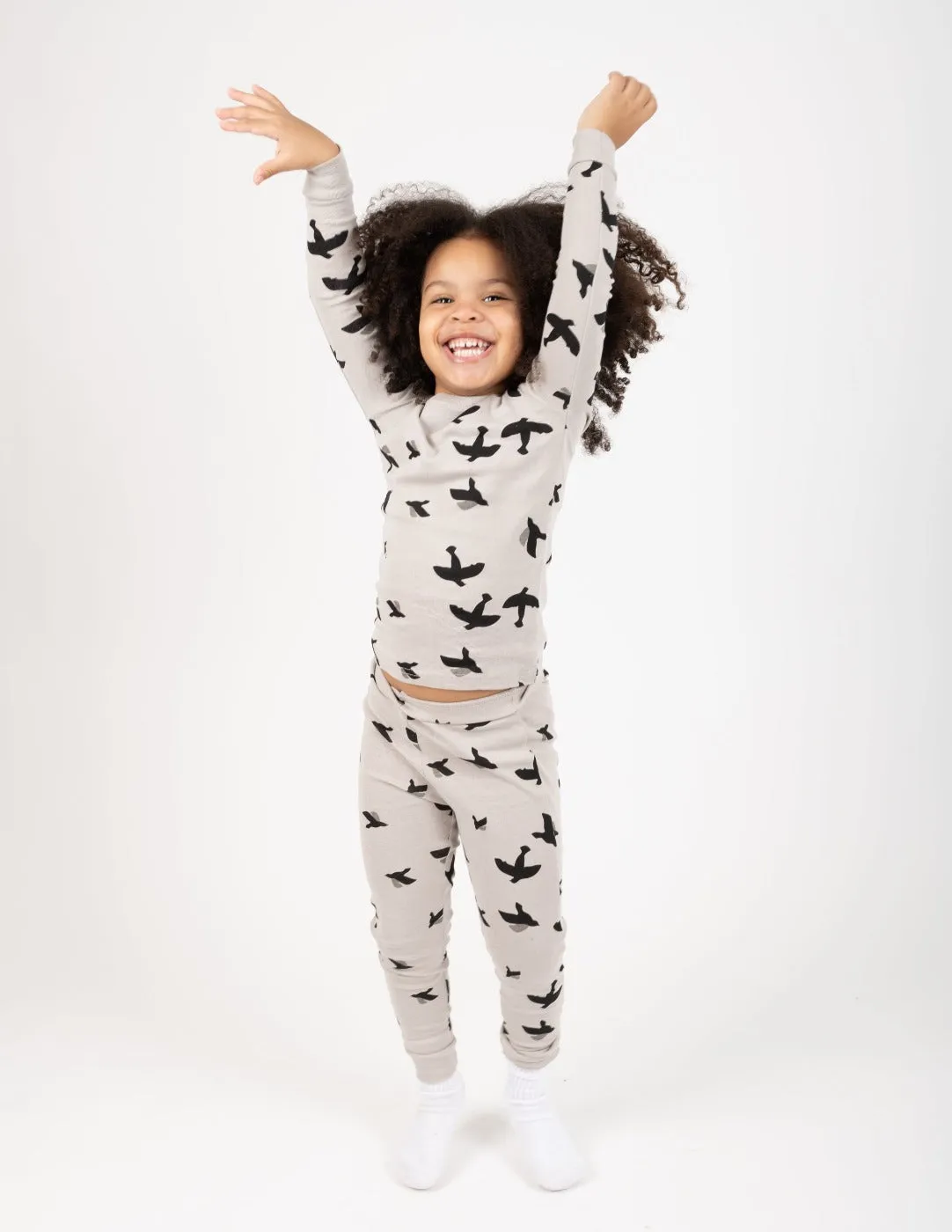 Grey Birds Matching Family Pajama Set