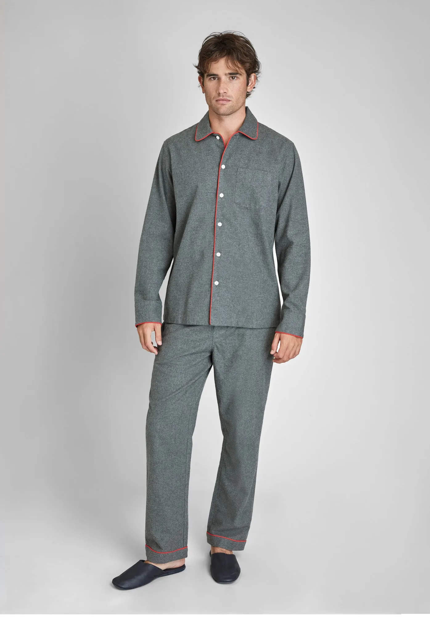 Henry Pajama Set in Charcoal Grey Flannel