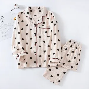 Japanese Pure Cotton Long Sleeve Lapel Pajamas