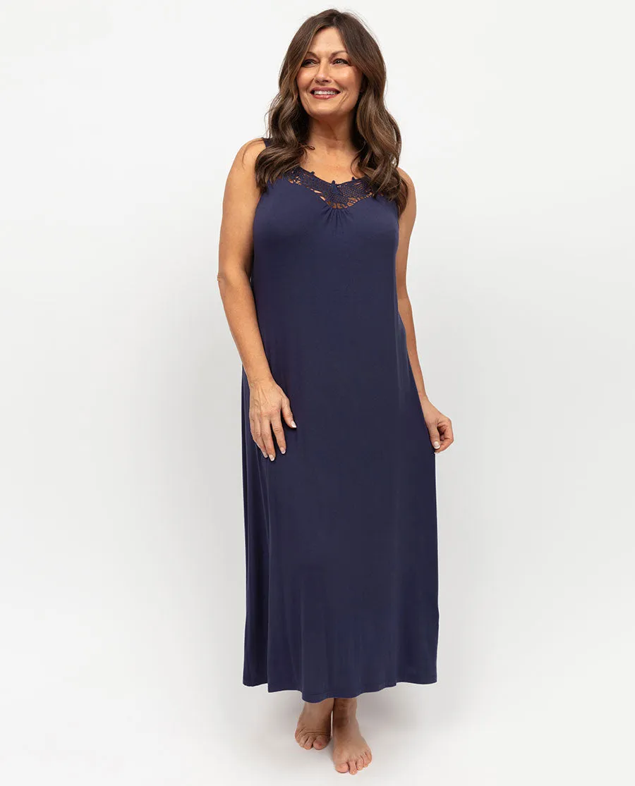 Joanna Womens Lace Detail Jersey Midi Nightdress