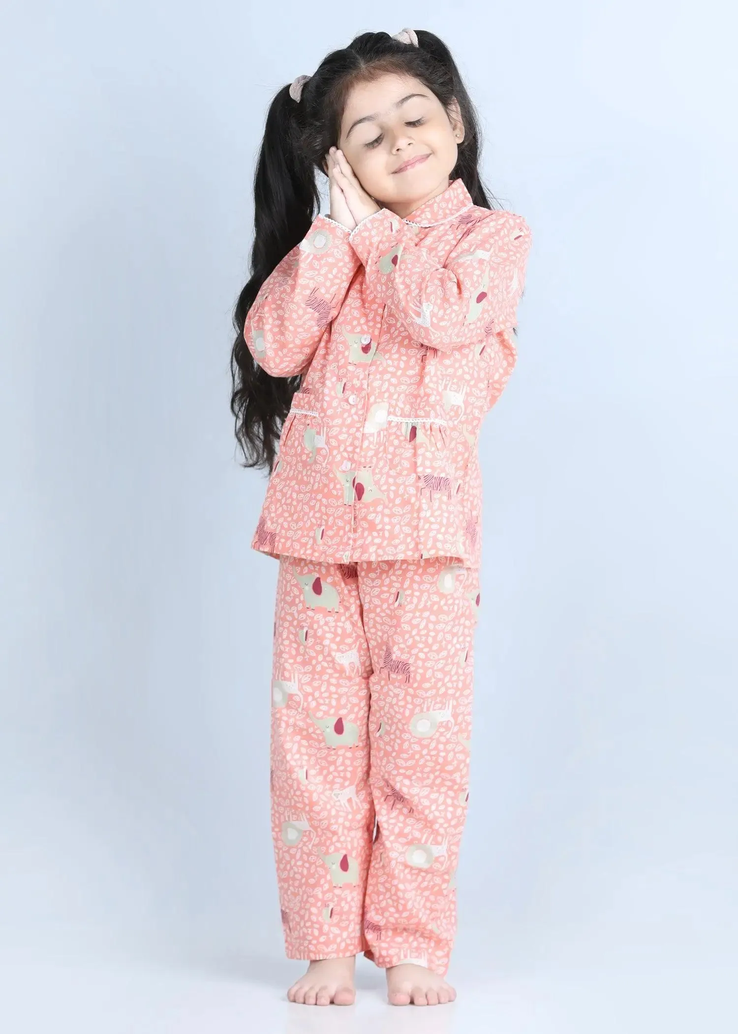 Jungle Book Peach Full Sleeves Cotton Nighsuit Girl (1-12 Years)