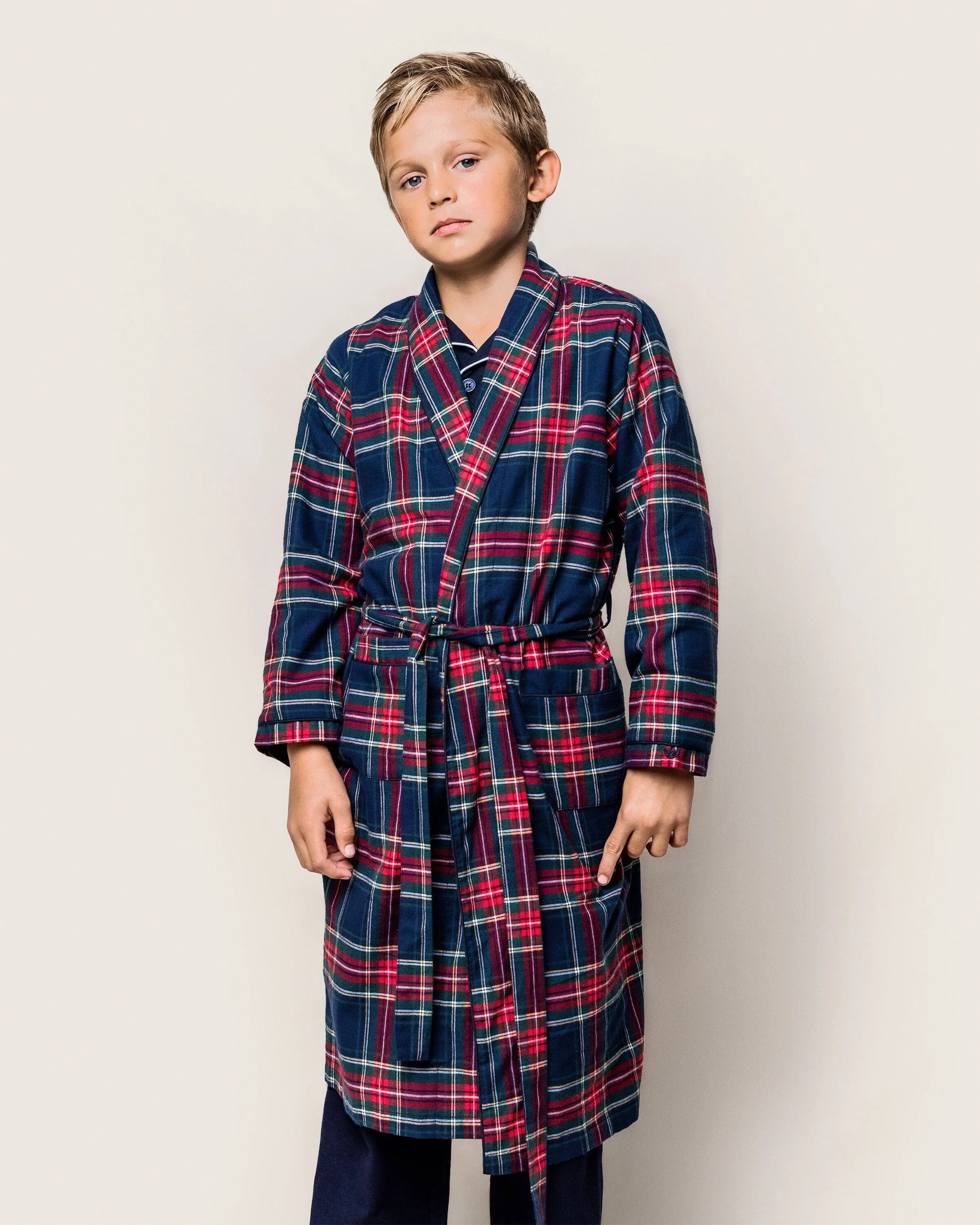 Kid's Brushed Cotton Robe in Windsor Tartan