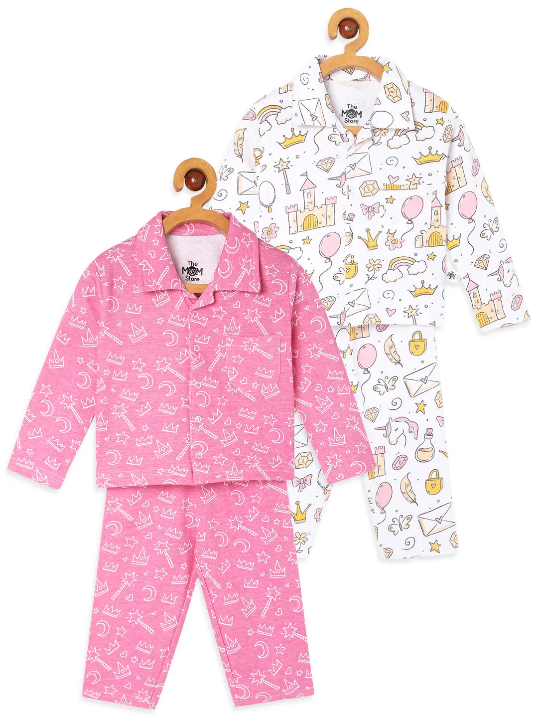 Kids Pajama Set Combo of 2-Pink-A-Boo & Fairy Princess