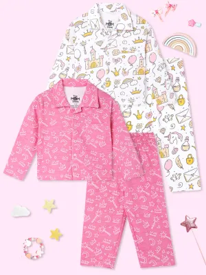 Kids Pajama Set Combo of 2-Pink-A-Boo & Fairy Princess