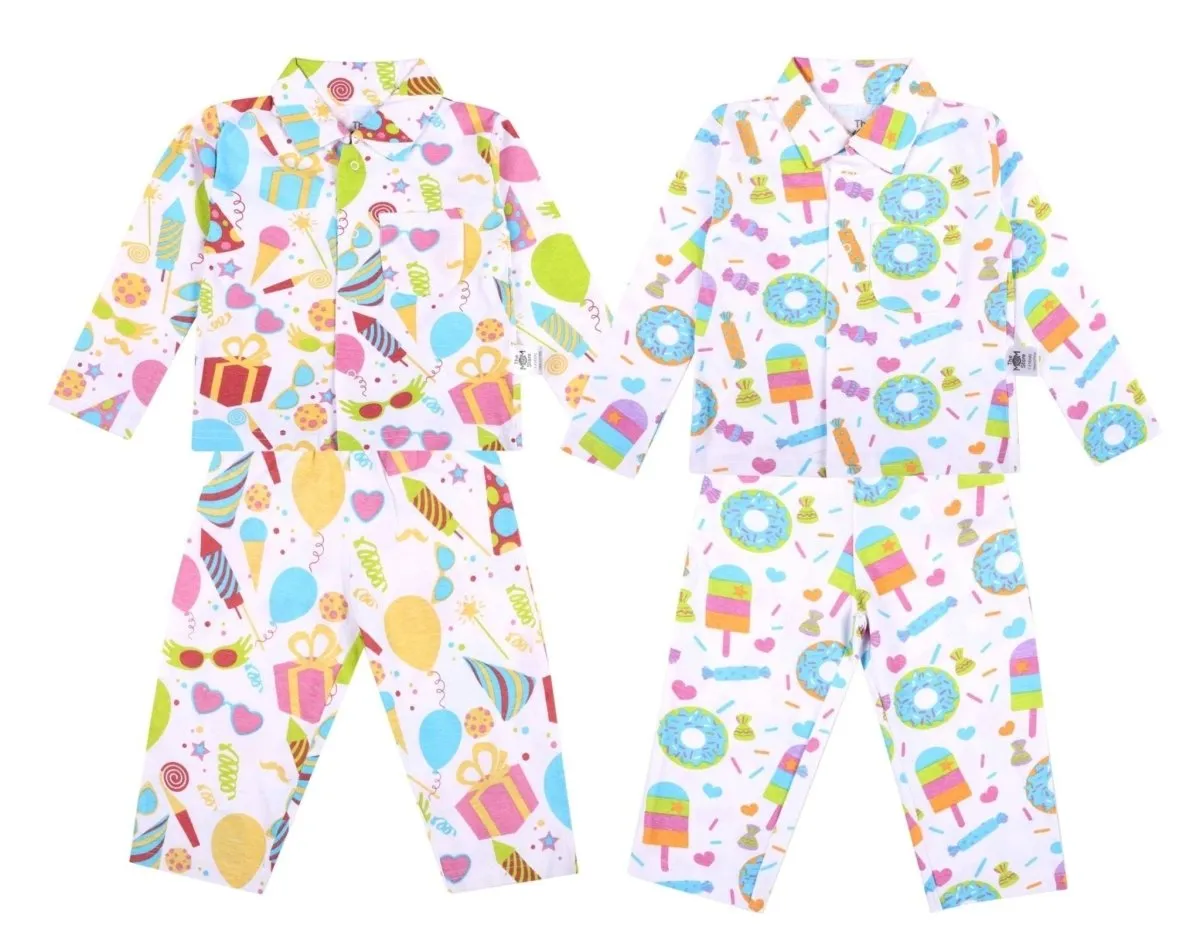 Kids Pajama Set Combo of 2 - Sweet Tooth & Pajama Party