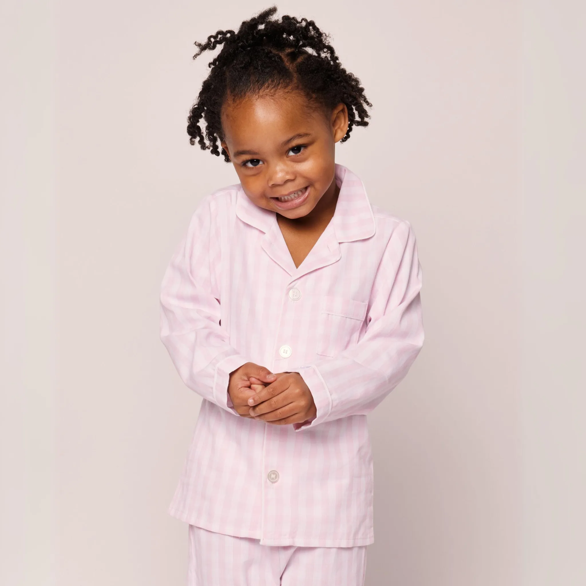 Kid's Twill Pajama Set in Pink Gingham