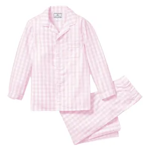 Kid's Twill Pajama Set in Pink Gingham