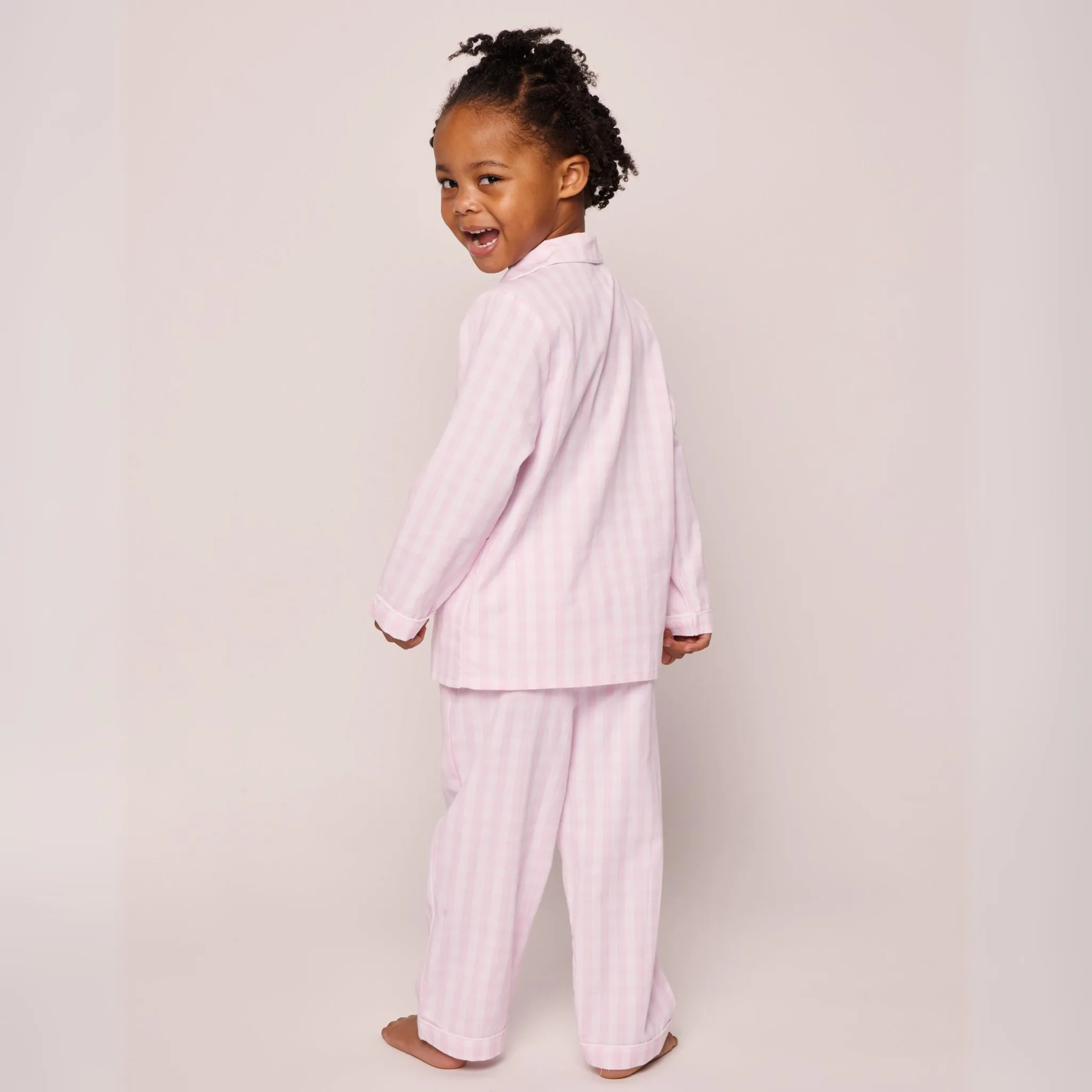 Kid's Twill Pajama Set in Pink Gingham