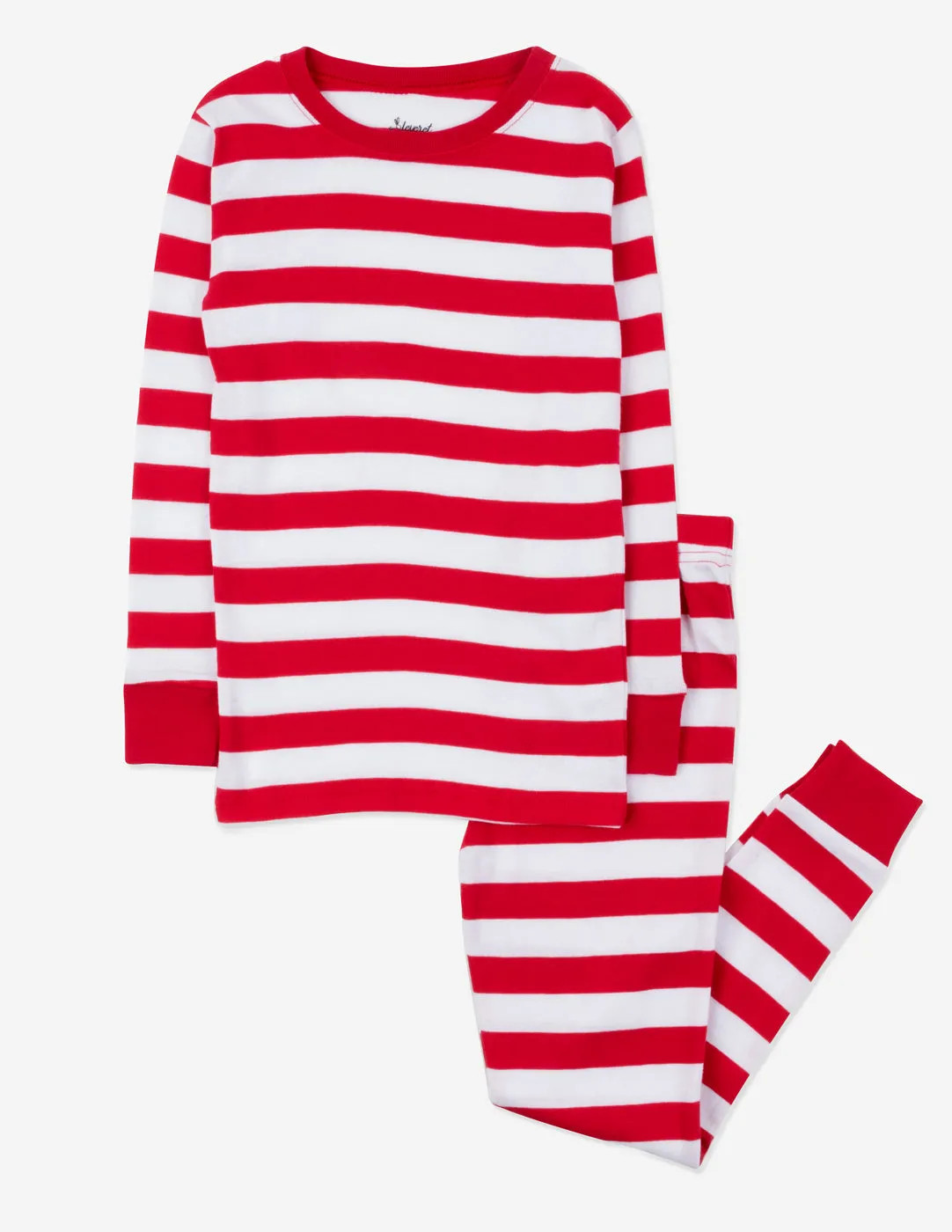 Kids Two Piece Red & White Cotton Pajamas