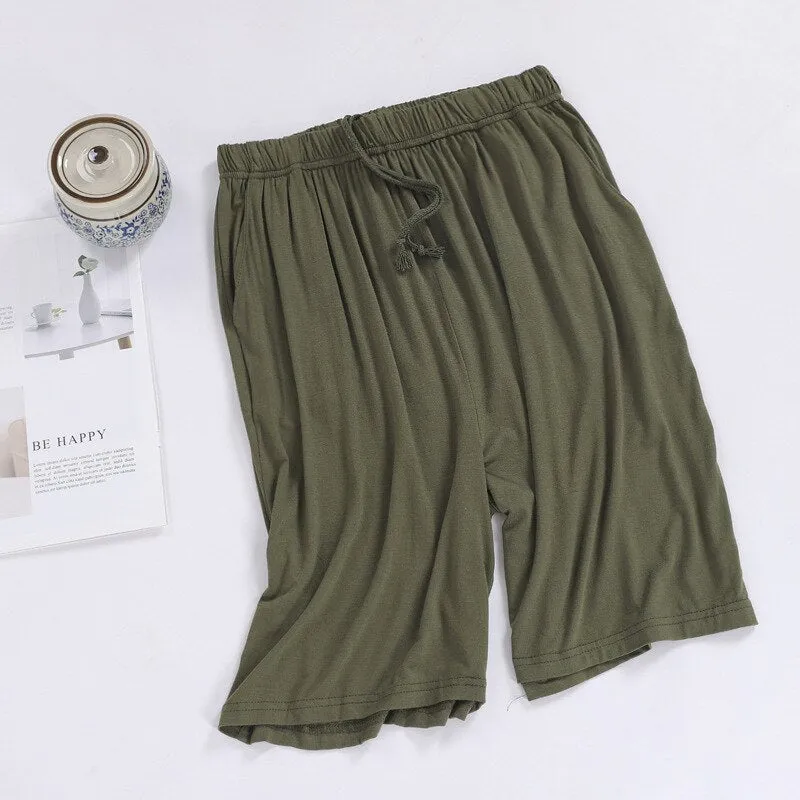 Large Size Modal Mens Sleep Pants Casual Drawstring Short Pants