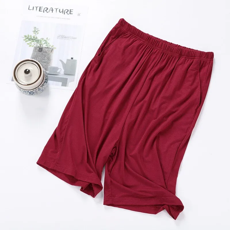 Large Size Modal Mens Sleep Pants Casual Drawstring Short Pants