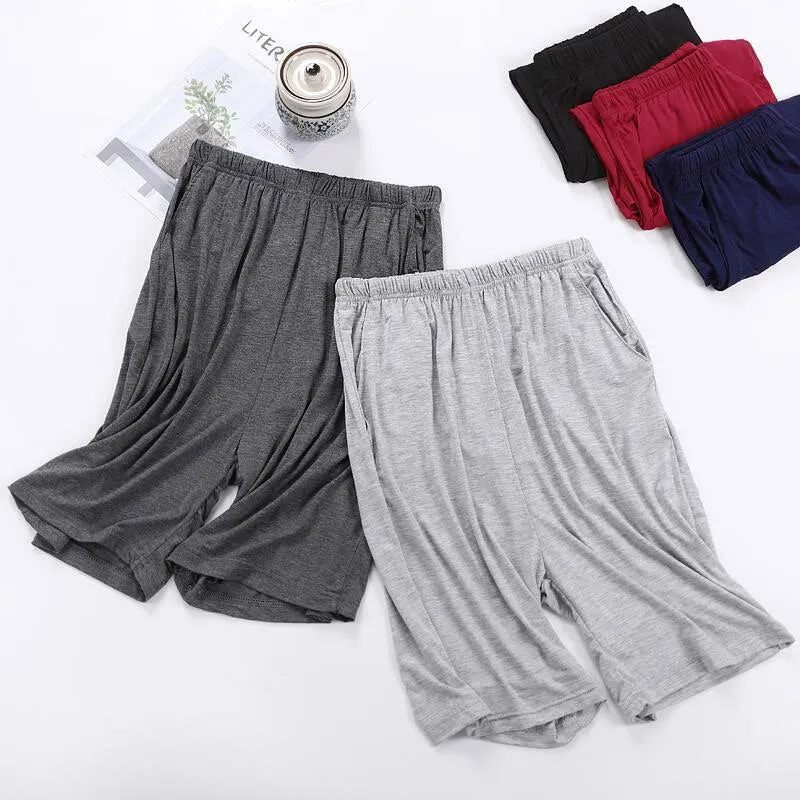 Large Size Modal Mens Sleep Pants Casual Drawstring Short Pants