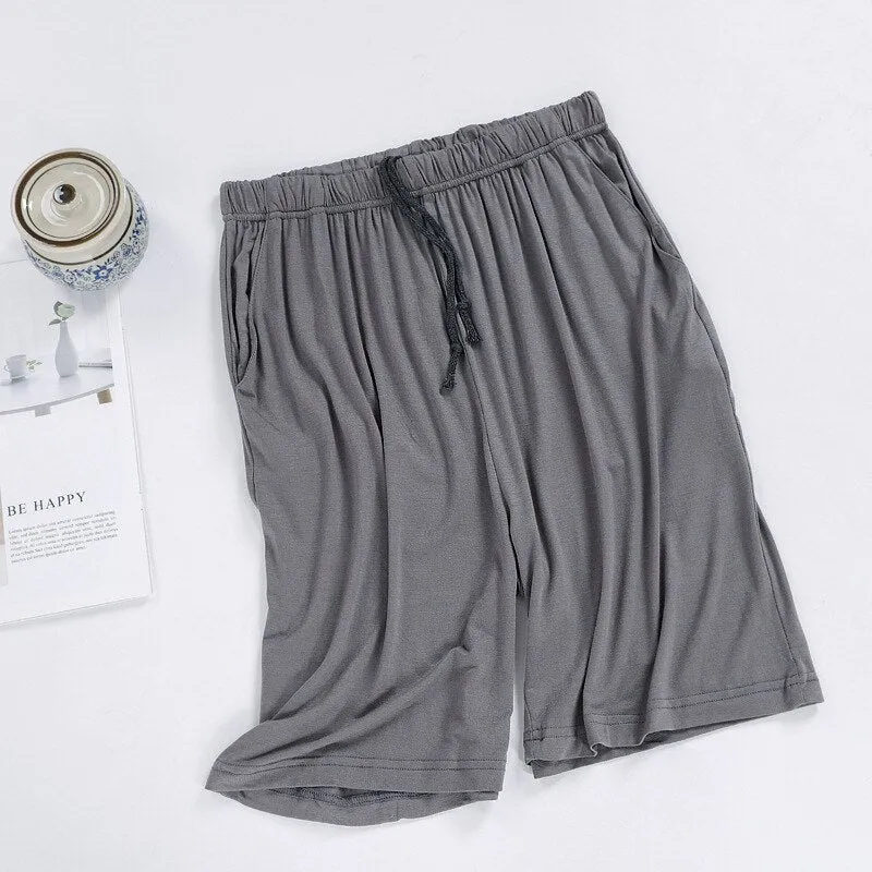 Large Size Modal Mens Sleep Pants Casual Drawstring Short Pants