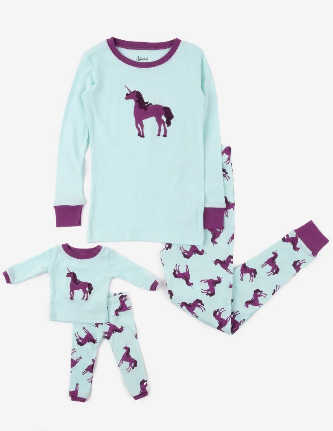 Matching Girl & Doll Unicorn Cotton Pajamas