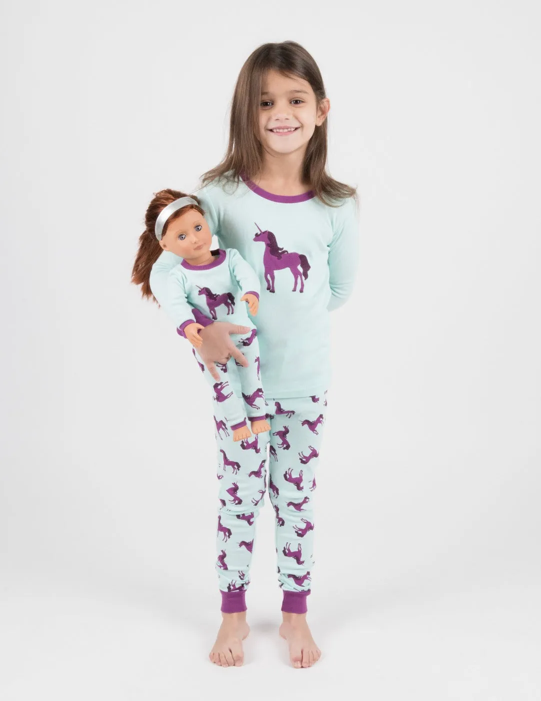 Matching Girl & Doll Unicorn Cotton Pajamas