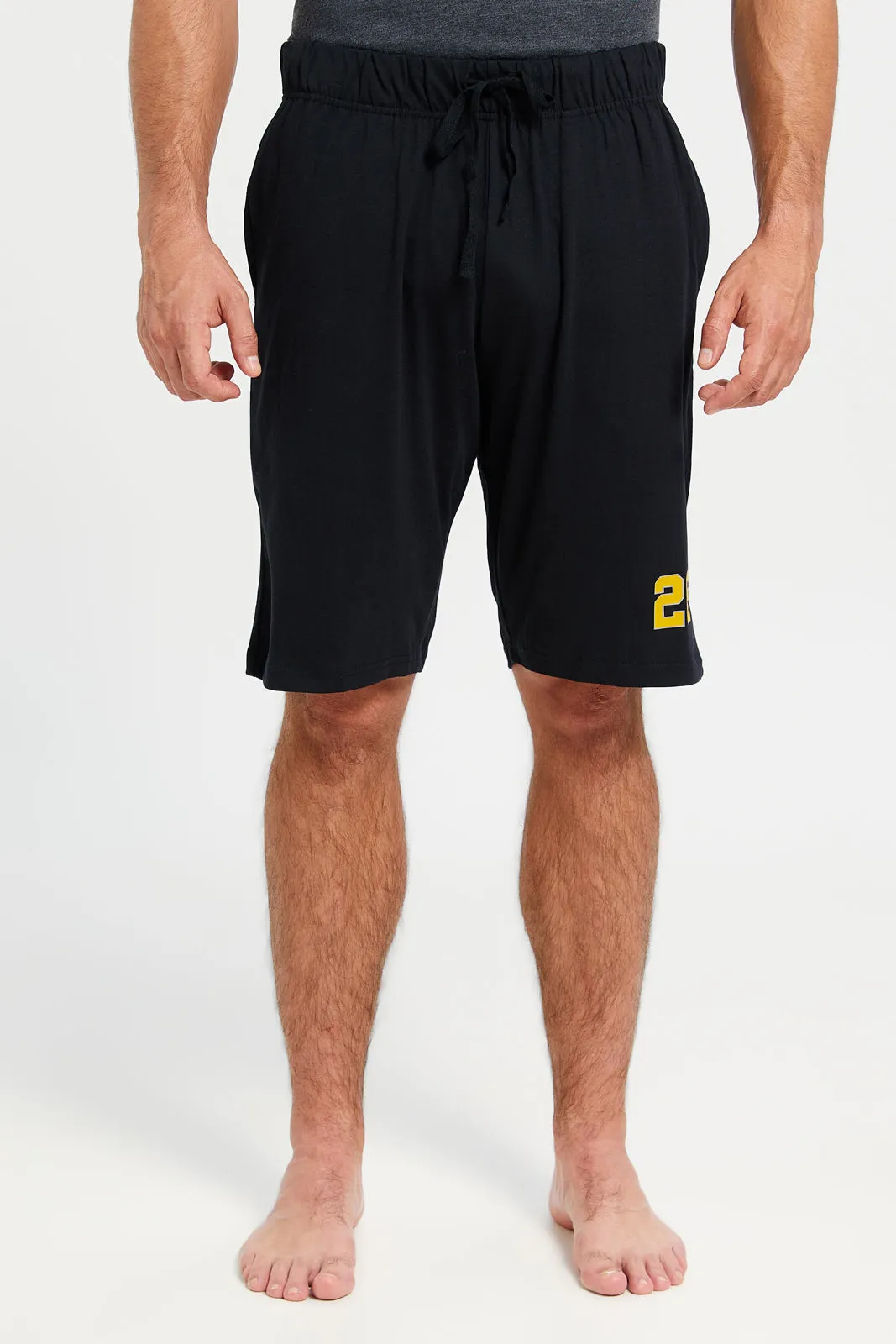 Men Charcoal T-Shirt And Black Shorts Pyjama Set (2 Piece)