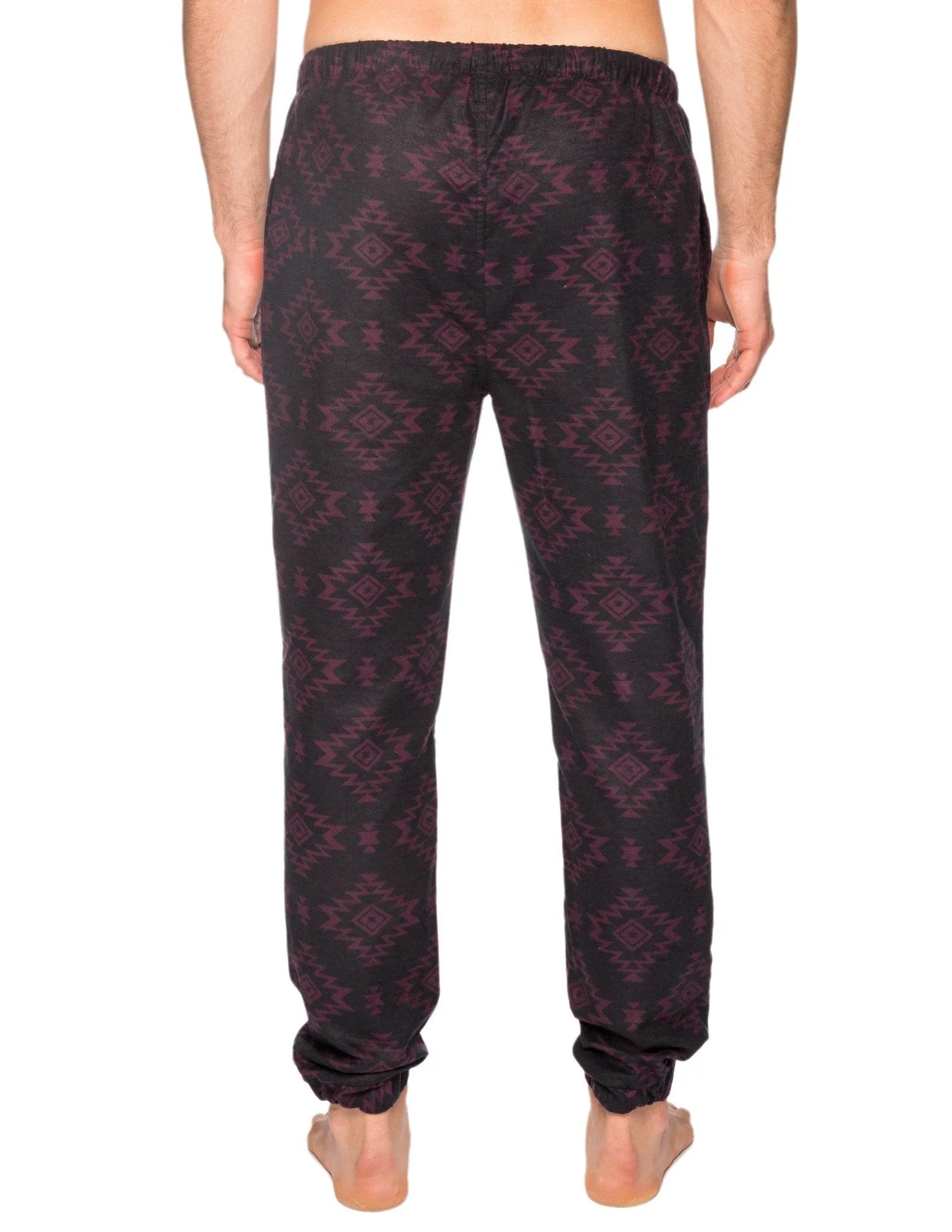 Men's 100% Cotton Flannel Jogger Lounge Pant - Aztec Black/Fig